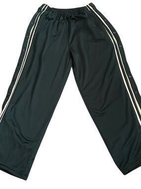 Vtg Breakaway Pants Side Snap Stripe Tear Away W/ Pockets Y2K Teal Greenish Sz L